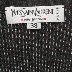 Pre Owned Yves Saint Laurent Rive Gauche Dark Grey Beaded Cashmere and Silk Tank Top M