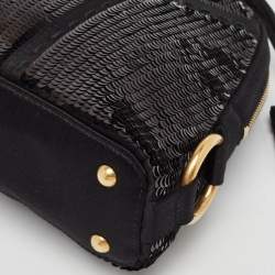 Pre Owned Yves Saint Laurent Black Leather and Sequins Mini Muse Bag