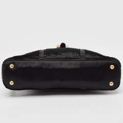 Pre Owned Yves Saint Laurent Black Leather and Sequins Mini Muse Bag