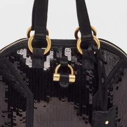 Pre Owned Yves Saint Laurent Black Leather and Sequins Mini Muse Bag