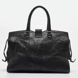 Pre Owned Yves Saint Laurent Black Leather Medium Cabas Chyc Tote