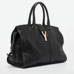 Pre Owned Yves Saint Laurent Black Leather Medium Cabas Chyc Tote