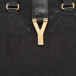 Pre Owned Yves Saint Laurent Black Leather Medium Cabas Chyc Tote