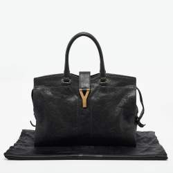 Pre Owned Yves Saint Laurent Black Leather Medium Cabas Chyc Tote