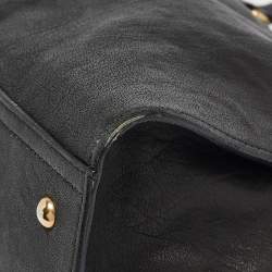 Pre Owned Yves Saint Laurent Black Leather Medium Cabas Chyc Tote
