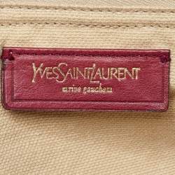 Yves Saint Laurent Multicolor Ostrich and Canvas Medium Muse Two Top Handle Bag