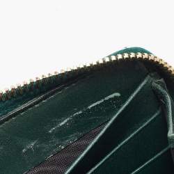 Pre Owned Yves Saint Laurent Green Patnet Leather Belle De Jour Zip Continental Wallet