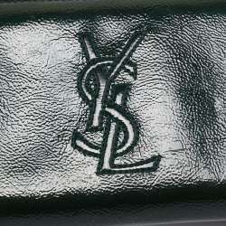 Pre Owned Yves Saint Laurent Green Patnet Leather Belle De Jour Zip Continental Wallet