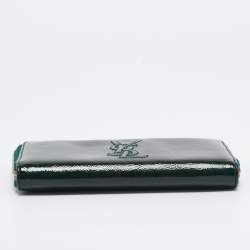 Pre Owned Yves Saint Laurent Green Patnet Leather Belle De Jour Zip Continental Wallet