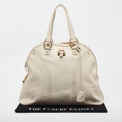Yves Saint Laurent White Leather Oversized Muse Bag