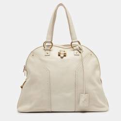 Yves Saint Laurent White Leather Oversized Muse Bag