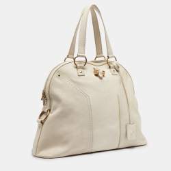 Yves Saint Laurent White Leather Oversized Muse Bag