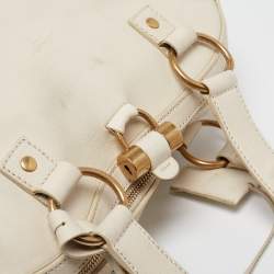 Yves Saint Laurent White Leather Oversized Muse Bag