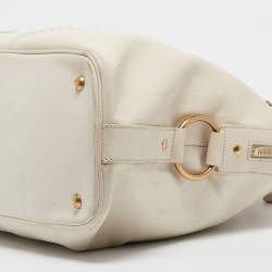 Yves Saint Laurent White Leather Oversized Muse Bag