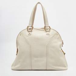 Yves Saint Laurent White Leather Oversized Muse Bag