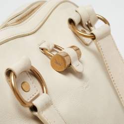 Yves Saint Laurent White Leather Oversized Muse Bag