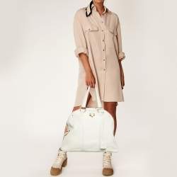 Yves Saint Laurent White Leather Oversized Muse Bag