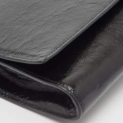 Pre Owned Yves Saint Laurent Black Patent Leather Belle De Jour Flap Clutch