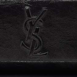 Pre Owned Yves Saint Laurent Black Patent Leather Belle De Jour Flap Clutch