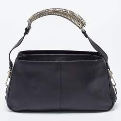 Yves Saint Laurent Black Leather Mombasa Hob Shoulder Bag