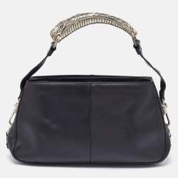 Yves Saint Laurent Black Leather Mombasa Hob Shoulder Bag
