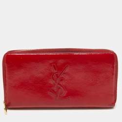 Pre Owned Yves Saint Laurent Red Patent Leather Belle De Jour Wallet