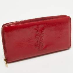 Pre Owned Yves Saint Laurent Red Patent Leather Belle De Jour Wallet
