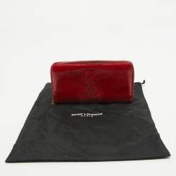 Pre Owned Yves Saint Laurent Red Patent Leather Belle De Jour Wallet