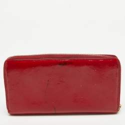 Pre Owned Yves Saint Laurent Red Patent Leather Belle De Jour Wallet