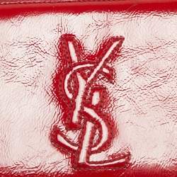 Pre Owned Yves Saint Laurent Red Patent Leather Belle De Jour Wallet