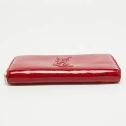 Pre Owned Yves Saint Laurent Red Patent Leather Belle De Jour Wallet