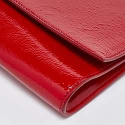 Pre Owned Yves Saint Laurent Red Patent Leather Belle De Jour Flap Clutch
