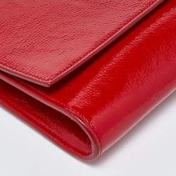 Pre Owned Yves Saint Laurent Red Patent Leather Belle De Jour Flap Clutch