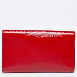 Pre Owned Yves Saint Laurent Red Patent Leather Belle De Jour Flap Clutch