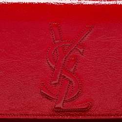 Pre Owned Yves Saint Laurent Red Patent Leather Belle De Jour Flap Clutch