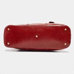 Pre Owned Yves Saint Laurent Red Patent Leather Oversized Muse Bag