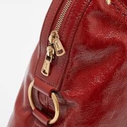 Pre Owned Yves Saint Laurent Red Patent Leather Oversized Muse Bag