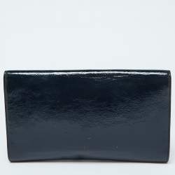 مملوكة مسبقًا حقيبة كلتش بقلاب إيف سان لوران بل دو جور جلد لامع أسود