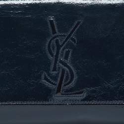 مملوكة مسبقًا حقيبة كلتش بقلاب إيف سان لوران بل دو جور جلد لامع أسود