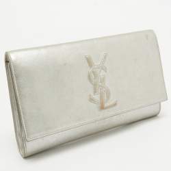 Pre Owned Yves Saint Laurent Silver Leather Belle De Jour Clutch