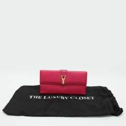 Yves Saint Laurent Pink Leather Ligne Y Flap Wallet