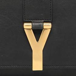 مملوكة مسبقًا Yves Saint Laurent Black Leather Y Line Clutch