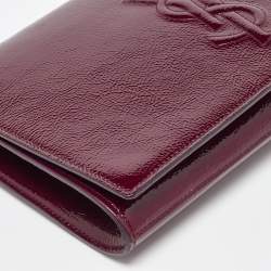 Pre Owned Yves Saint Laurent Burgundy Patent Leather Belle De Jour Clutch