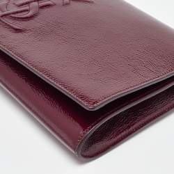 Pre Owned Yves Saint Laurent Burgundy Patent Leather Belle De Jour Clutch