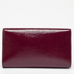 Pre Owned Yves Saint Laurent Burgundy Patent Leather Belle De Jour Clutch