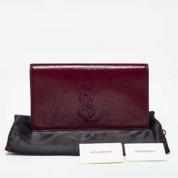 Pre Owned Yves Saint Laurent Burgundy Patent Leather Belle De Jour Clutch