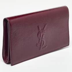 Pre Owned Yves Saint Laurent Burgundy Patent Leather Belle De Jour Clutch