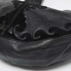 Pre Owned Yves Saint Laurent Black Leather and Suede Hobo