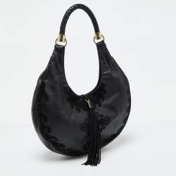 Pre Owned Yves Saint Laurent Black Leather and Suede Hobo