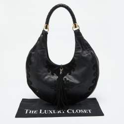 Pre Owned Yves Saint Laurent Black Leather and Suede Hobo